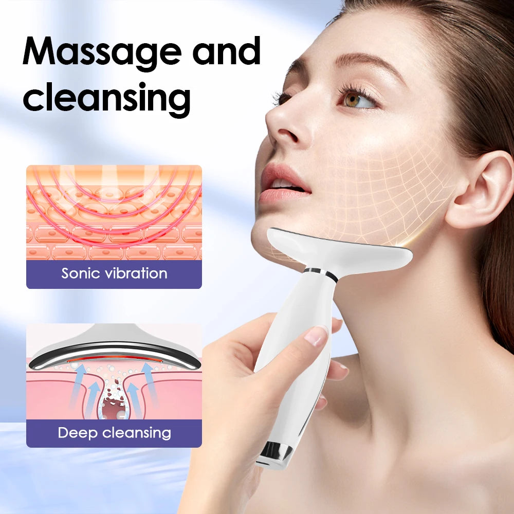 LED Light Therapy Face Lifting Massager Warming Vibration Skin Tightener