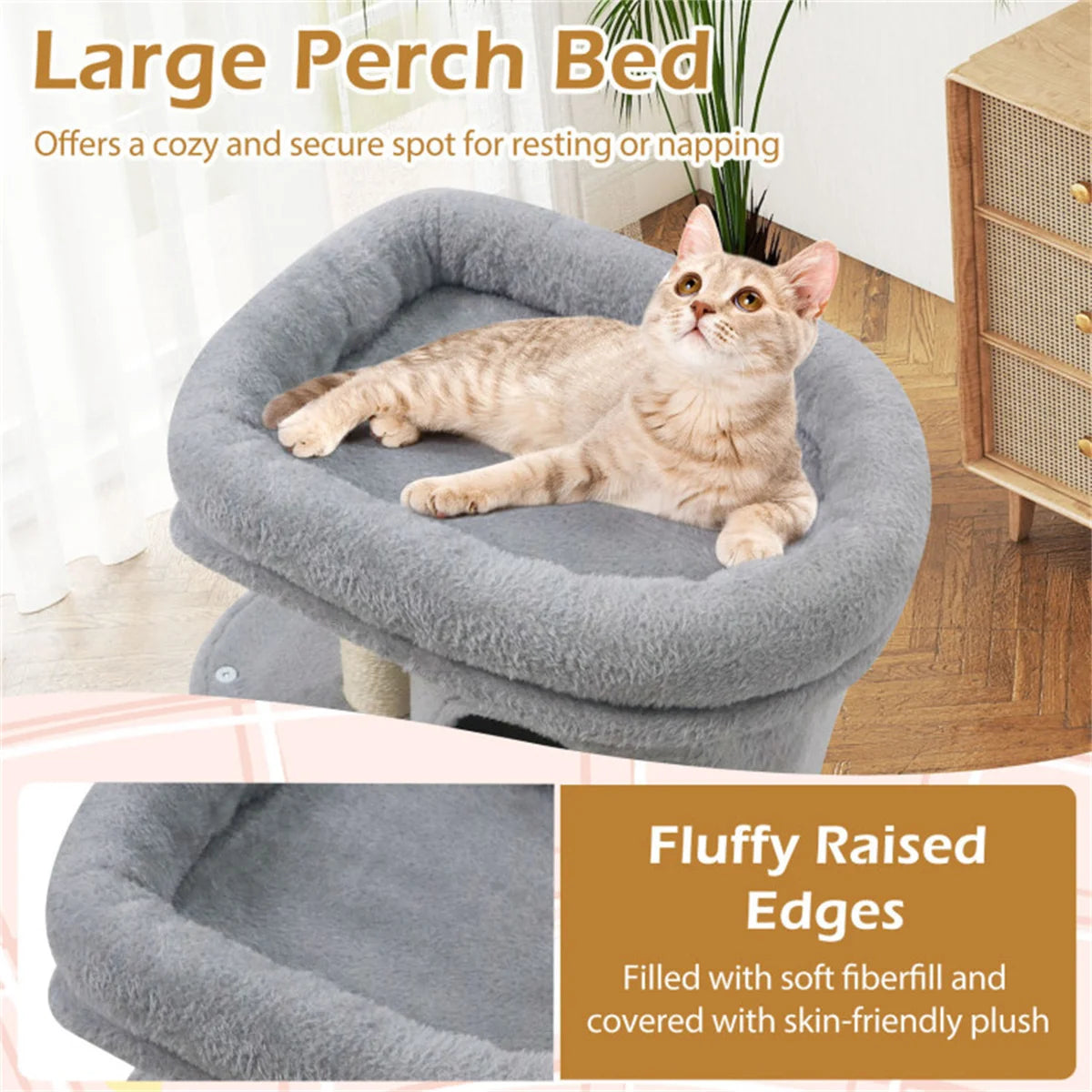 Zynkloac Anti-Tip Cat Tree Tower 2 Condos Sisal Scratching Post