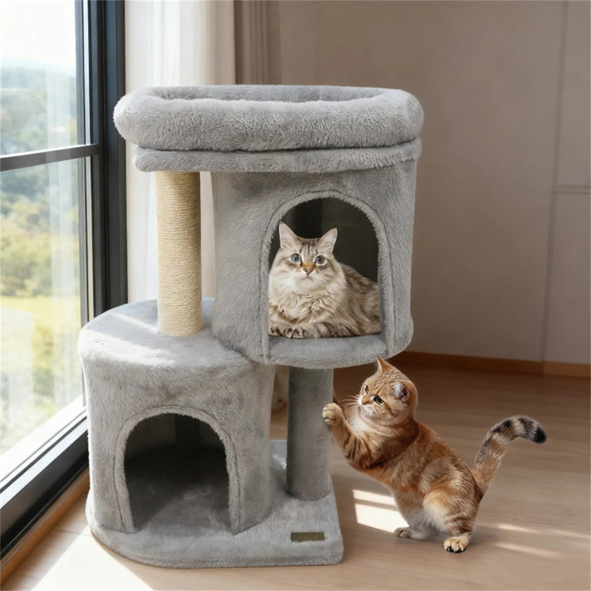 Zynkloac Anti-Tip Cat Tree Tower 2 Condos Sisal Scratching Post
