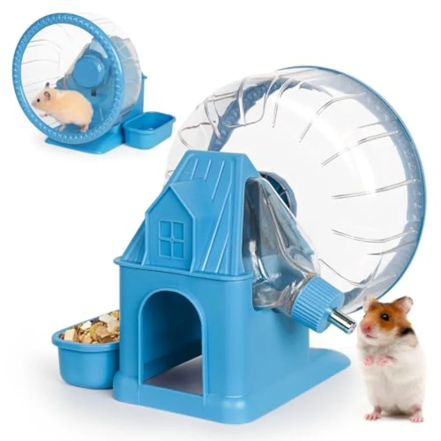 Quiet 4 In 1 Hamster Exercise Wheel With Food And Water Bowls