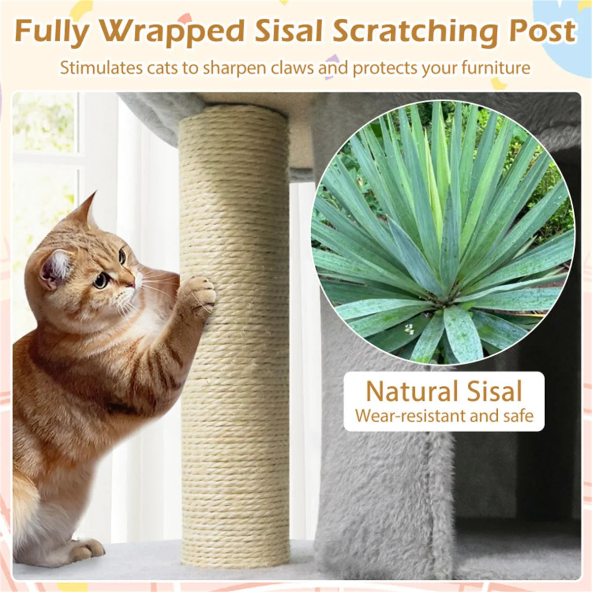 Zynkloac Anti-Tip Cat Tree Tower 2 Condos Sisal Scratching Post