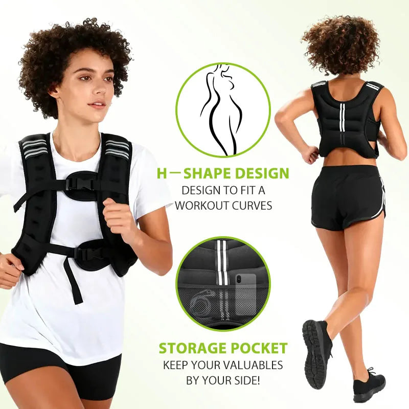Premium Iron Pellet Weight Vest With Reflective Strips For Fitness
