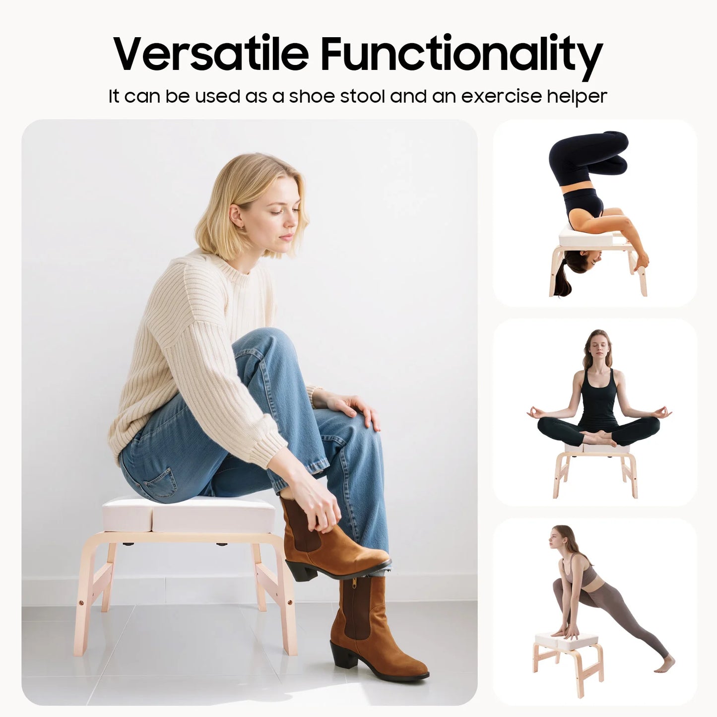 Premium Yoga Headstand Bench With Detachable T Block And Cushion