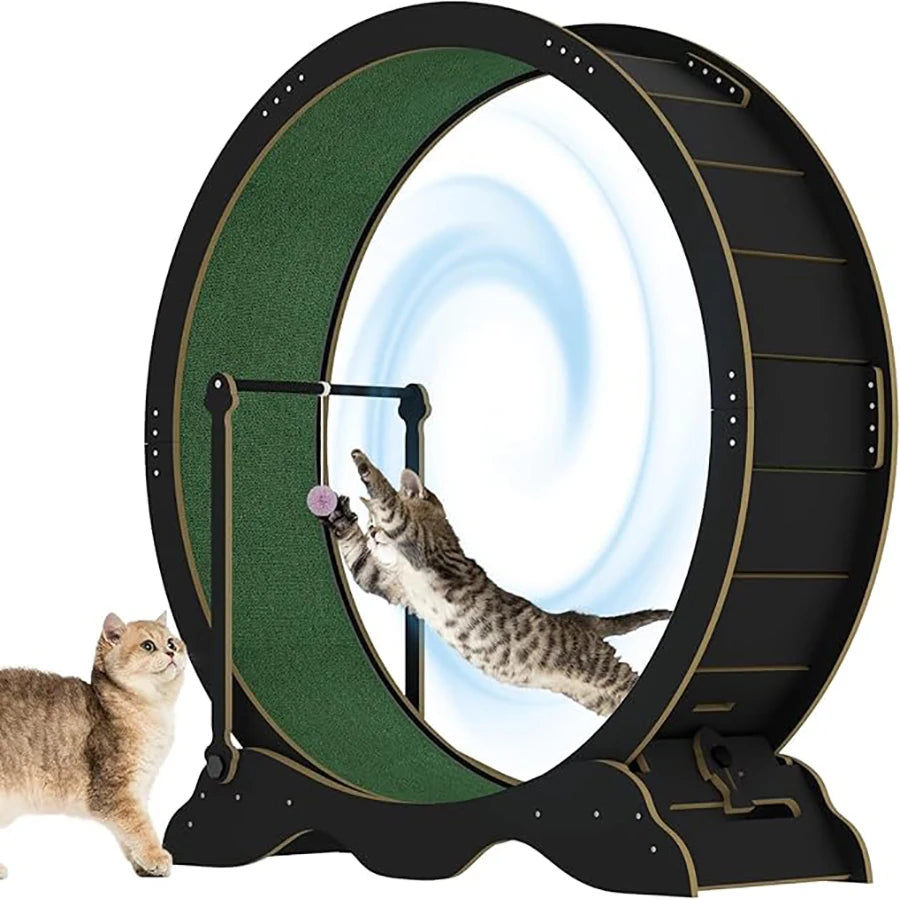 Cat Exercise Wheel With Detachable Carpeted Runway For Indoor Pets