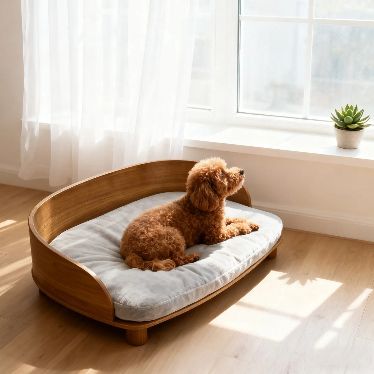 Borwart Elevated Pet Sofa With Waterproof Eucalyptus Wood Frame