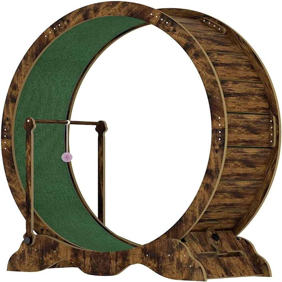 Cat Exercise Wheel With Detachable Carpeted Runway For Indoor Pets