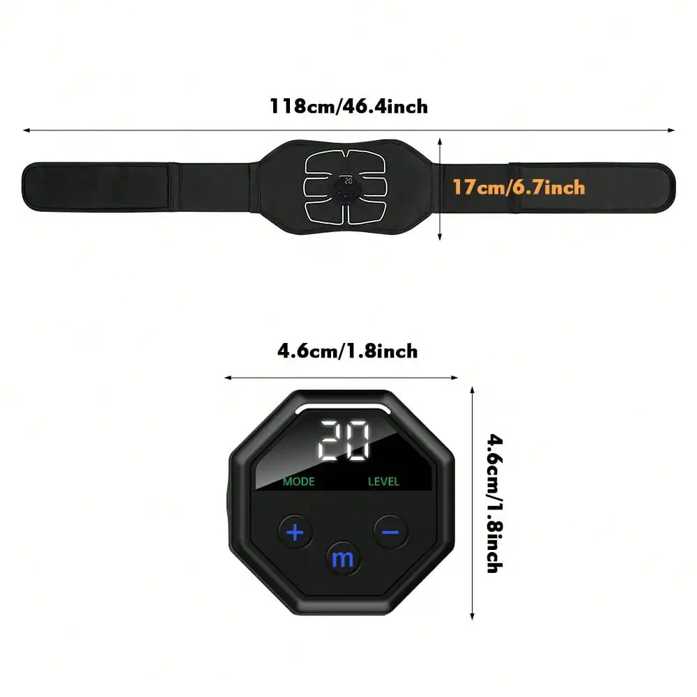 USB Rechargeable Abdominal Trainer Belt Digital Muscle Stimulator