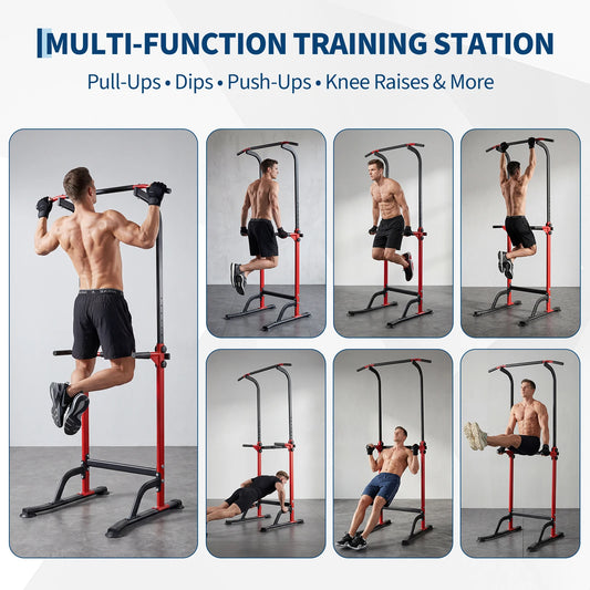Heavy Duty Power Tower Pull Up Dip Station Adjustable Height