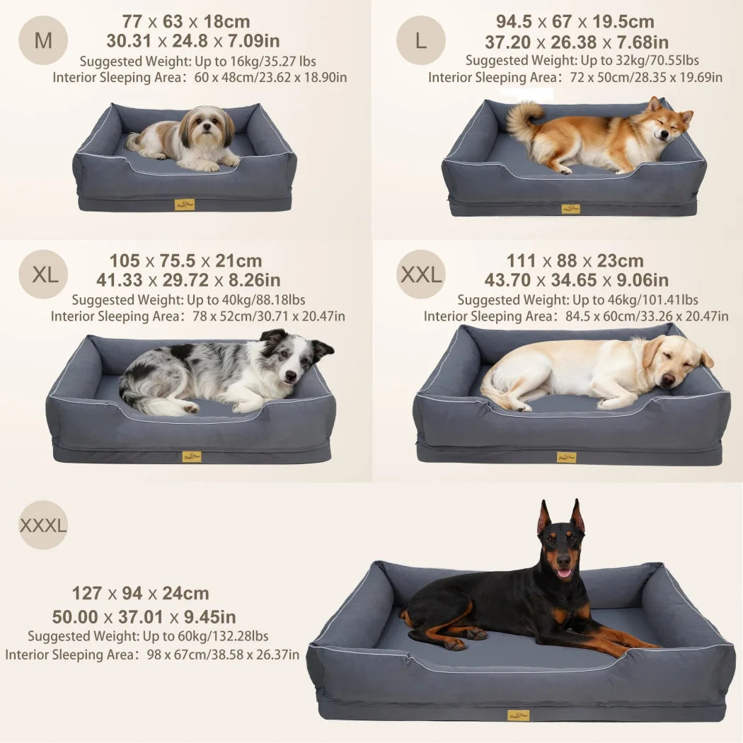 Borwart Orthopedic Dog Bed With Bolster And Washable Cover
