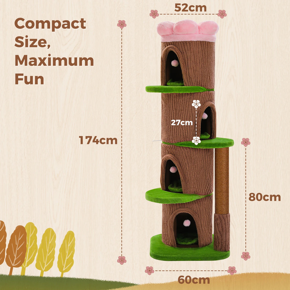 PAWZ Road Premium Cat Tree With Four Condos And Post
