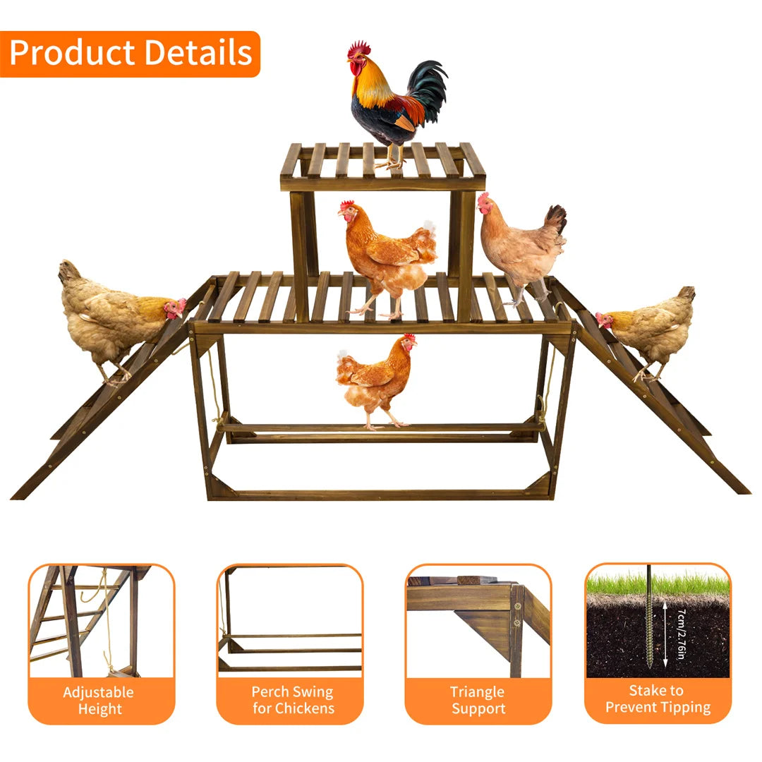 Pine Wood Chicken Perch Swing Roosting Bars Climbing Ladder Toy