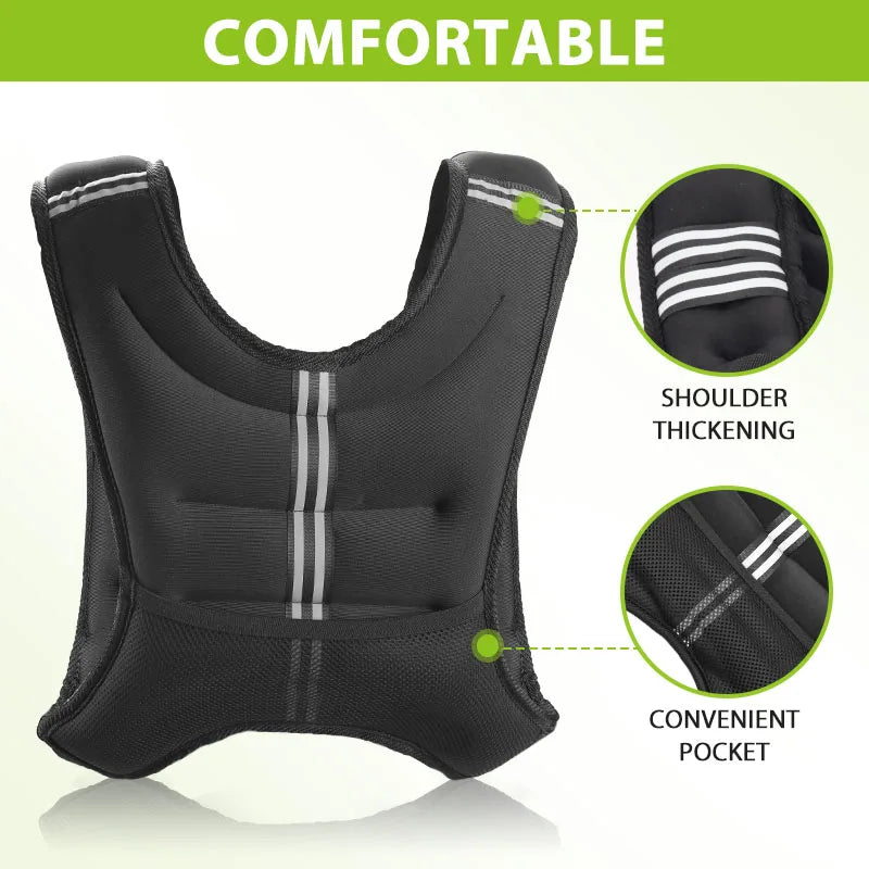 Premium Iron Pellet Weight Vest With Reflective Strips For Fitness