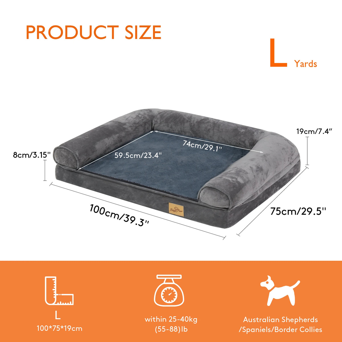 Bingopaw Orthopedic Dog Bed With Removable Washable Foam Cover