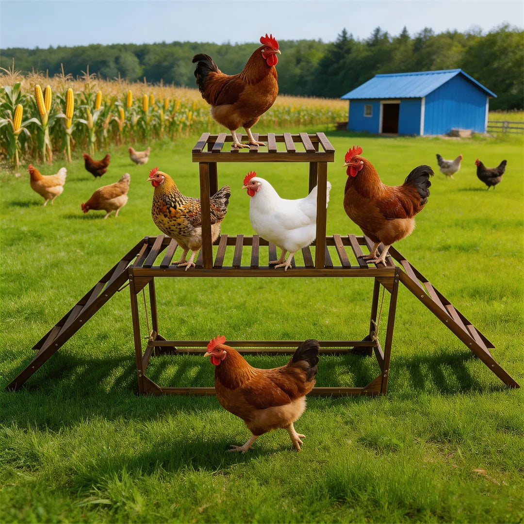 Pine Wood Chicken Perch Swing Roosting Bars Climbing Ladder Toy