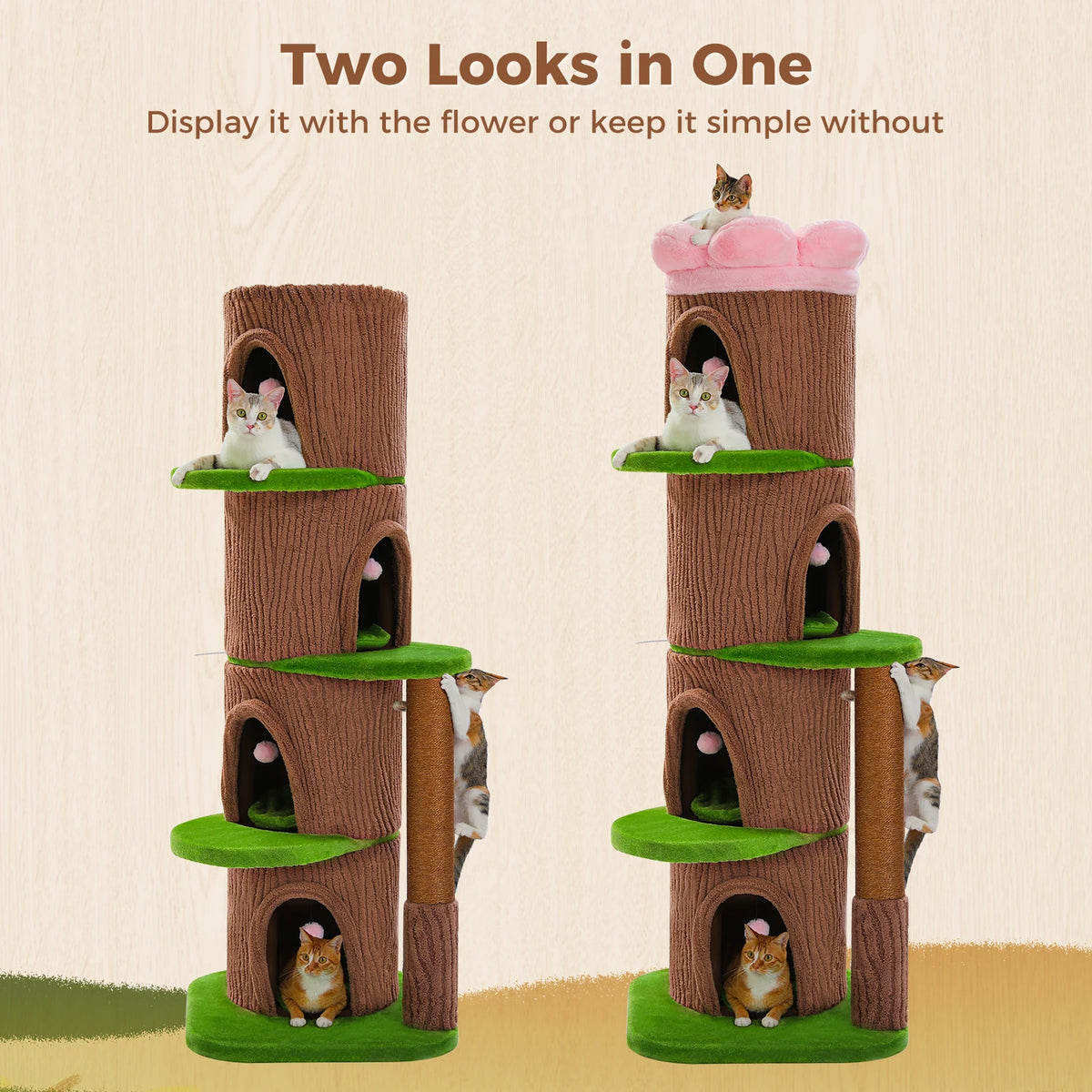 PAWZ Road Premium Cat Tree With Four Condos And Post