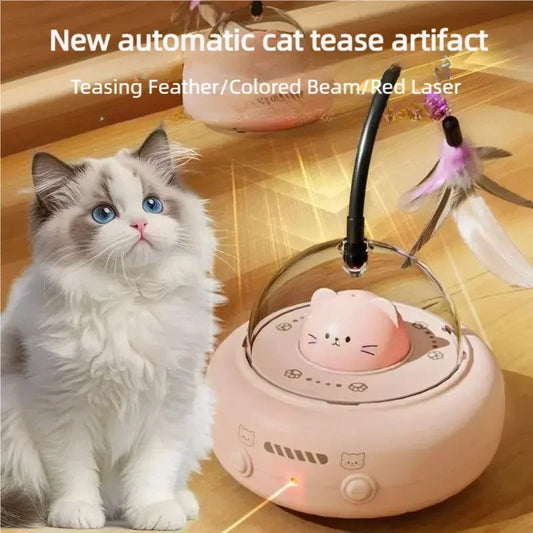 Automatic Electric Cat Teaser Stick With Replaceable Feather Bell