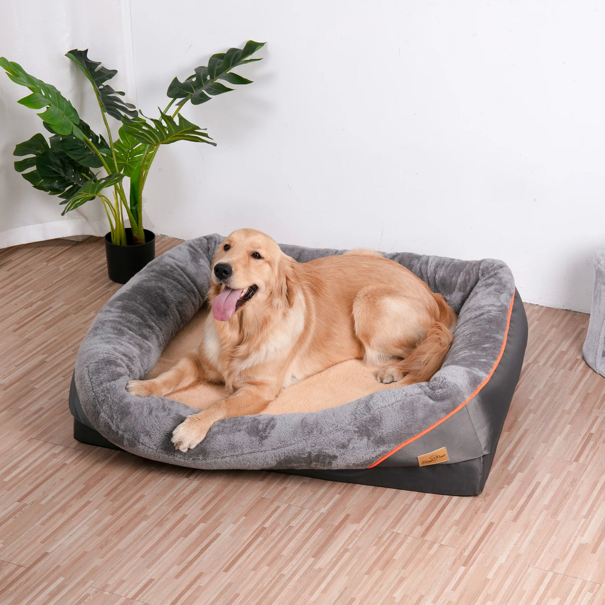 Bingopaw Orthopedic Dog Bed With Padded Bolster And Removable Cover