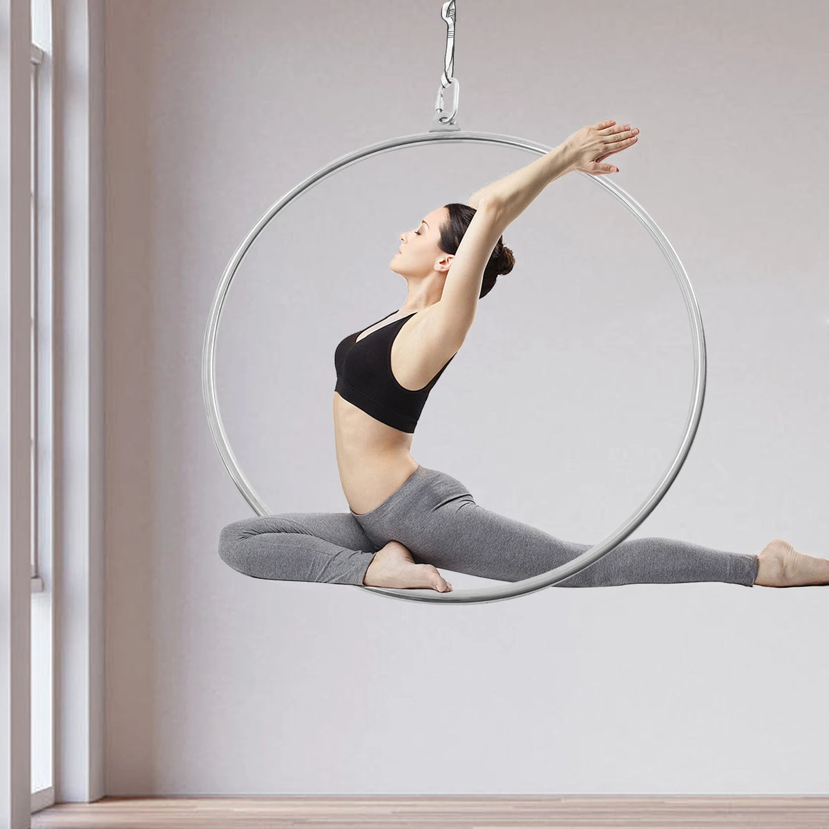 Stainless Steel Aerial Yoga Hoop Lyra Suspension Ring For Fitness