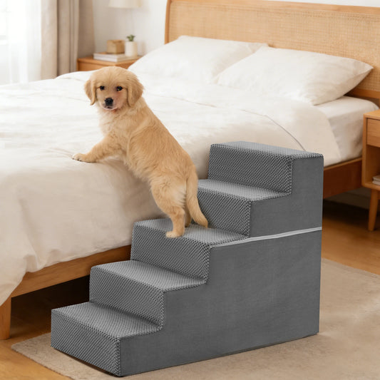 Indoor Foam Dog Stairs Ramp With Non Slip Curved Steps