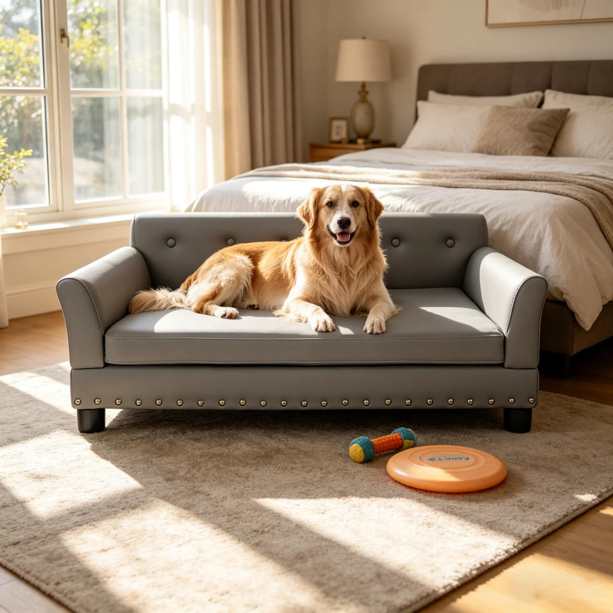 Bingopaw Elevated Dog Sofa With Removable Cushion Microfiber Cover