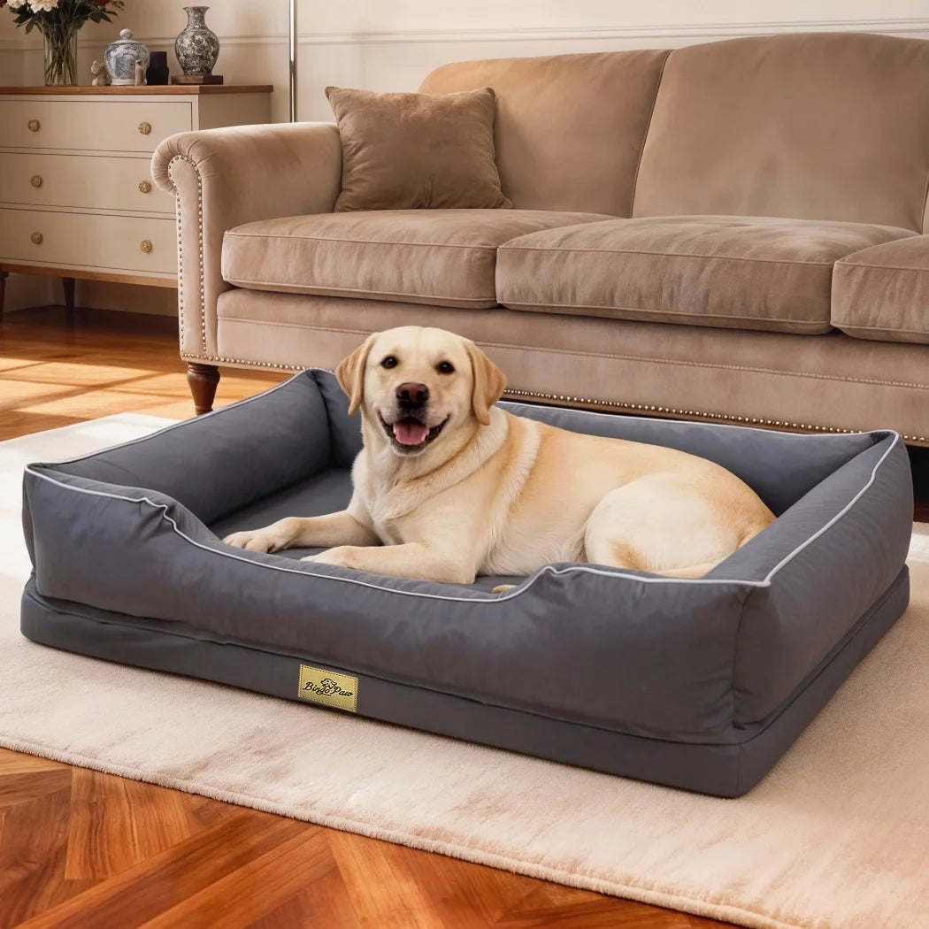 Borwart Orthopedic Dog Bed With Bolster And Washable Cover