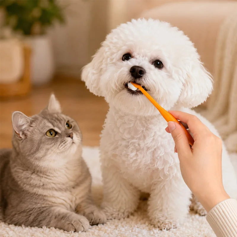 Dense Bristle Pet Toothbrush For Dog And Cat Oral Care