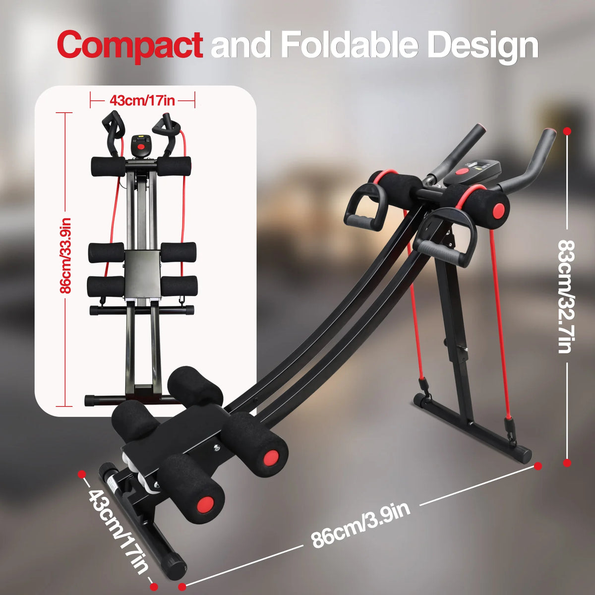 GIKPAL Foldable Ab Machine Core Trainer With LCD Display