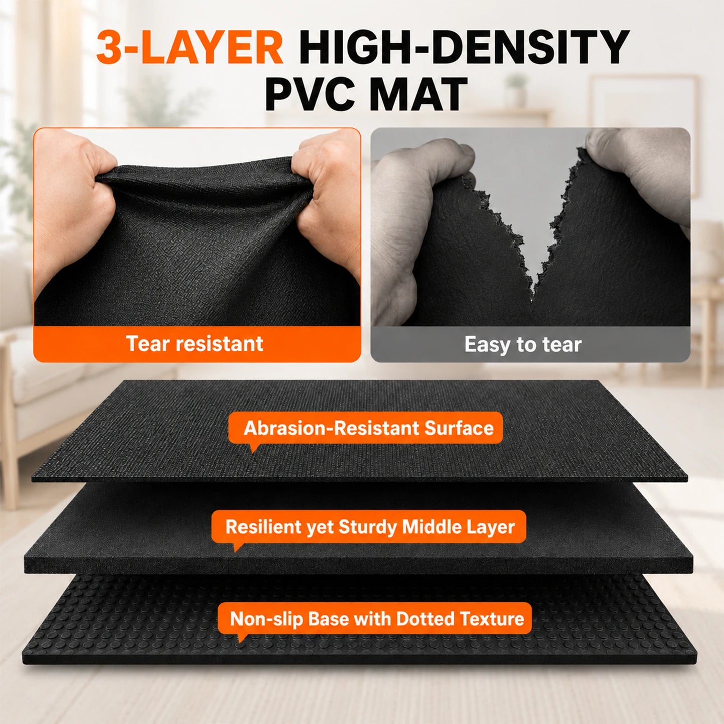 Extra Thick Non Slip PVC Workout Mat With Carry Bag