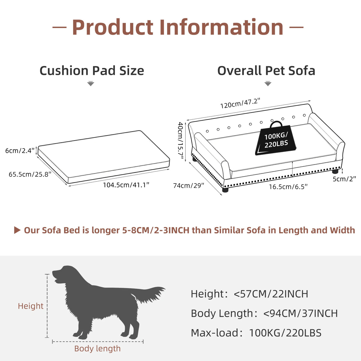 Bingopaw Elevated Dog Sofa With Removable Cushion Microfiber Cover