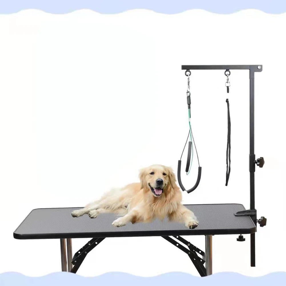 Height Adjustable Foldable Pet Grooming Stand with Metal Arm