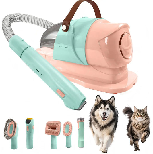 Pet Grooming Vacuum Kit: Powerful vacuum suction removes 99% of pet hair; includes a professional clipper; a versatile grooming tool suitable for dogs, cats, and other animals