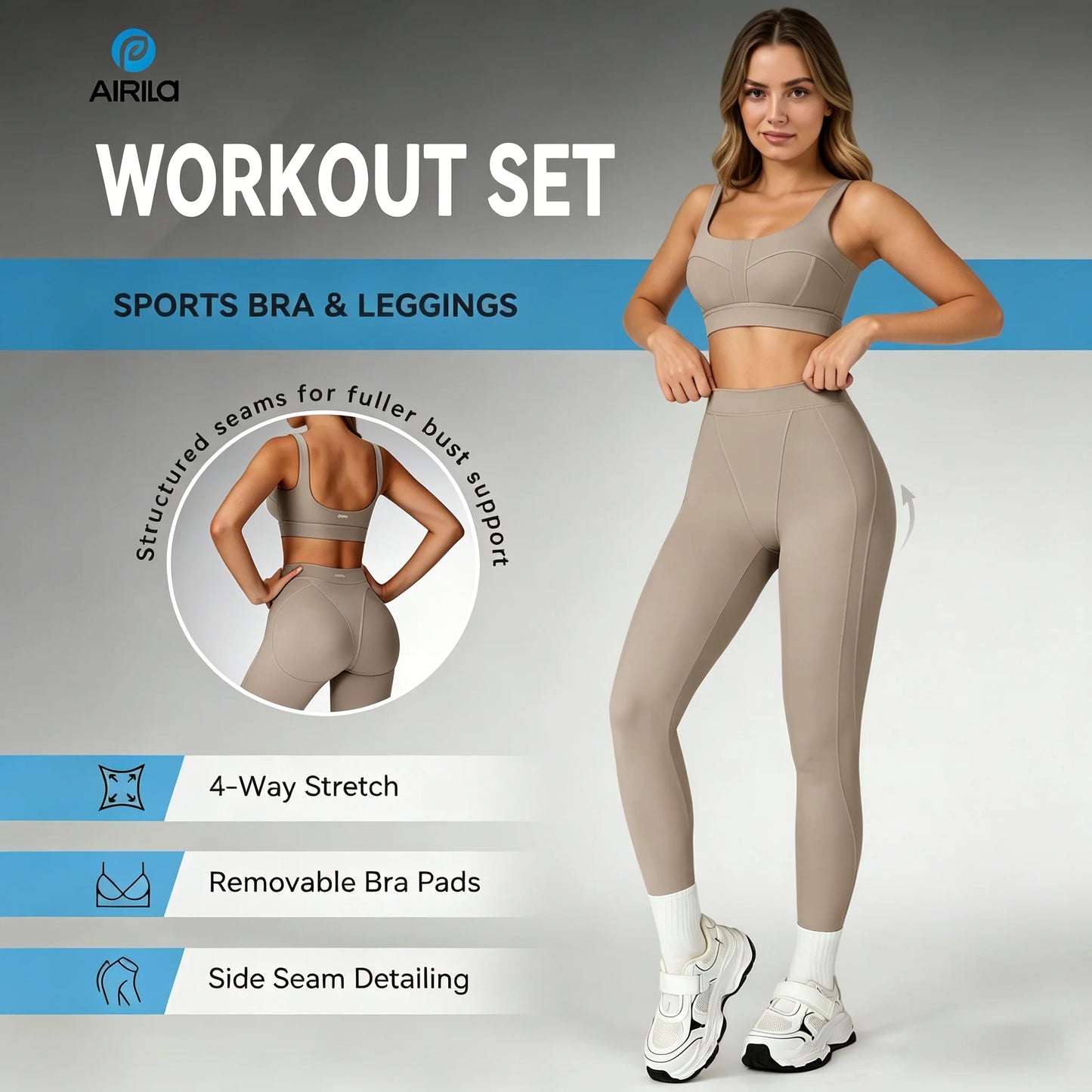 Airila Yoga Two Piece Set With Sports Bra And Leggings