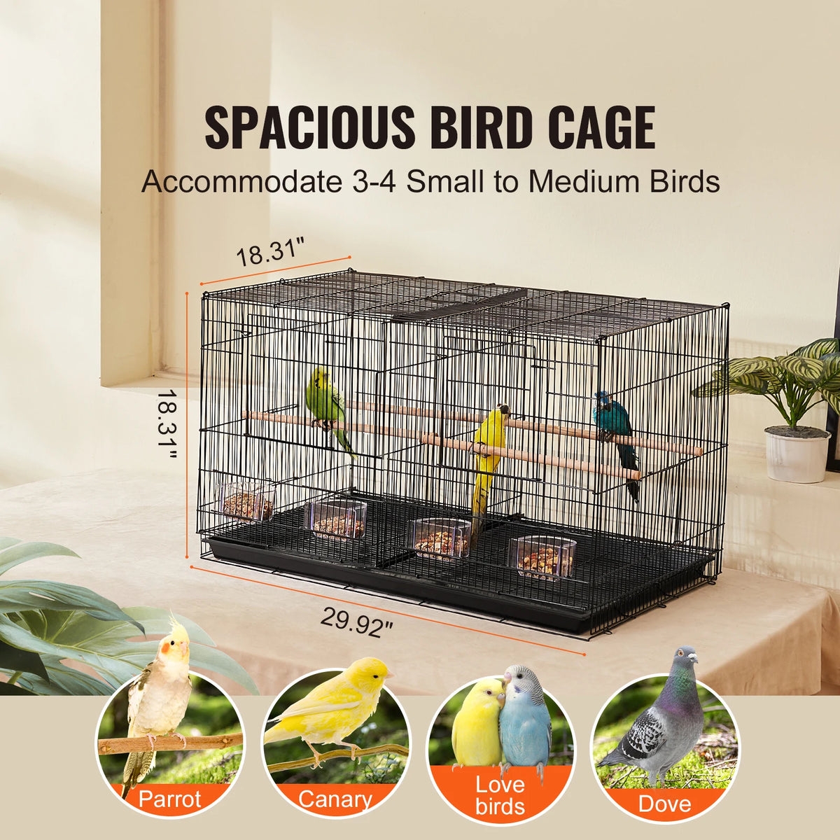 SucceBuy Stackable Divided Bird Cage With Travel Handle
