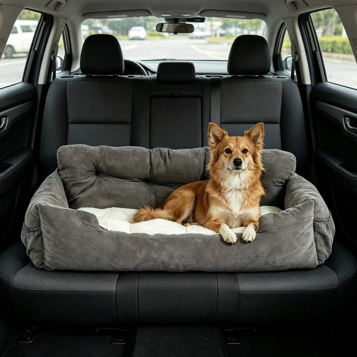 Portable Dog Booster Seat With Waterproof Cover And Safety Leash