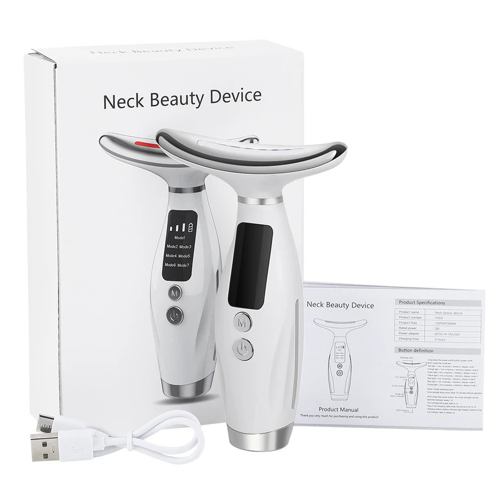 LED Light Therapy Face Lifting Massager Warming Vibration Skin Tightener