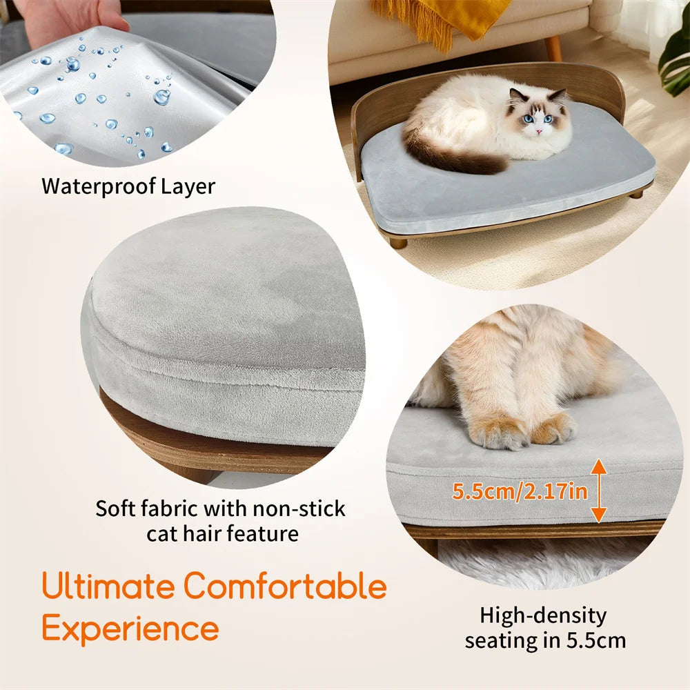 Borwart Elevated Pet Sofa With Waterproof Eucalyptus Wood Frame