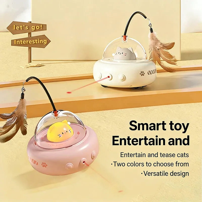Automatic Electric Cat Teaser Stick Toy Interactive Laser Feather Toy