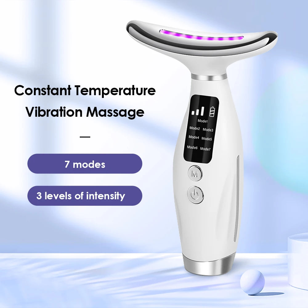 LED Light Therapy Face Lifting Massager Warming Vibration Skin Tightener