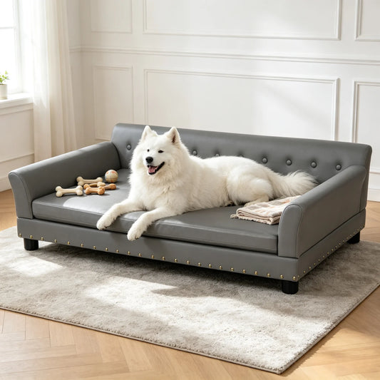 Bingopaw Elevated Dog Sofa With Removable Cushion Microfiber Cover