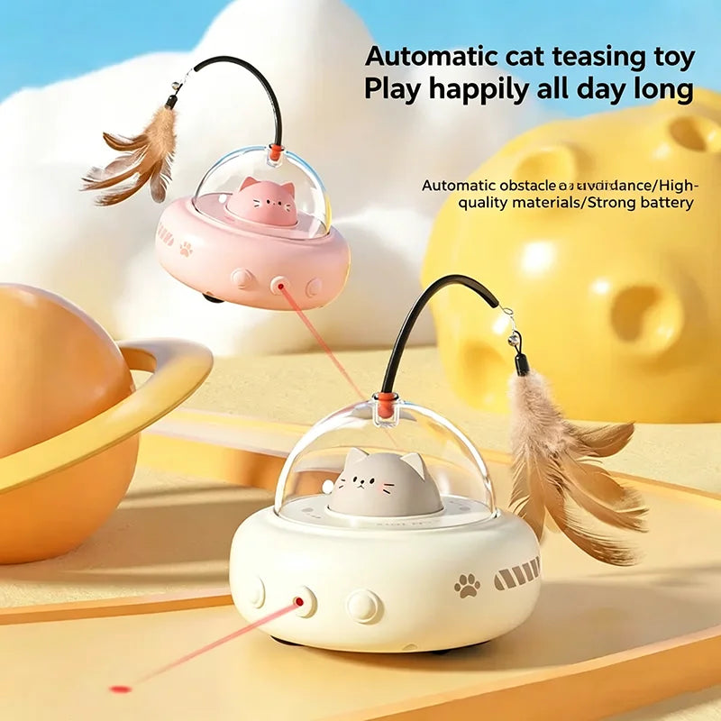 Automatic Electric Cat Teaser Stick Toy Interactive Laser Feather Toy