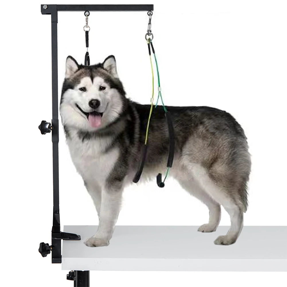 Height Adjustable Foldable Pet Grooming Stand with Metal Arm