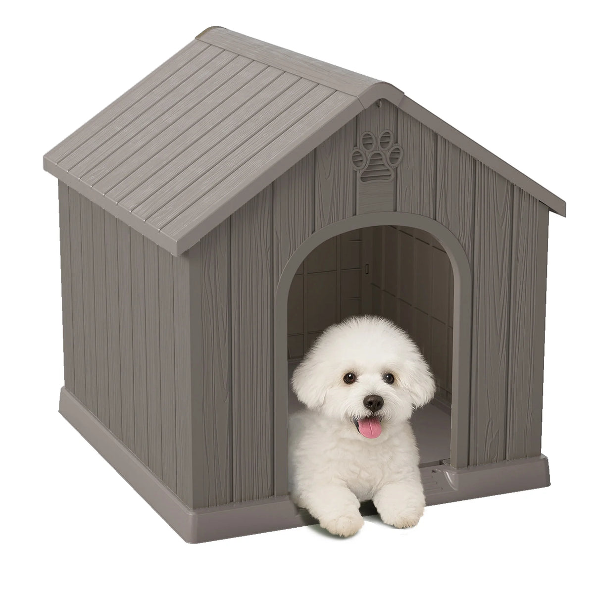 Outdoor Plastic Dog House With Weather Resistant Ventilated Design