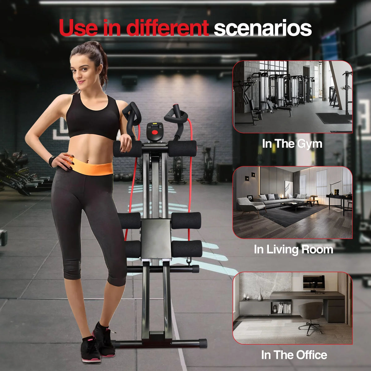GIKPAL Foldable Ab Machine Core Trainer With LCD Display